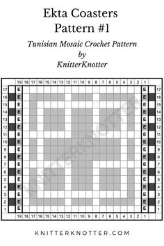 the cover for etta coasters pattern 1, which is shown in black and white