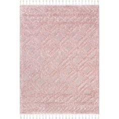 a pink rug with fringes on top