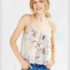 Urban Outfitters Chiffon Cami urban outfitters chiffon floral cami. new with tags. no trades. Urban Outfitters Tops Cami Outfit, Layered Cami, Floral Cami, Chiffon Floral, Urban Outfitters Tops, Floral Chiffon, Korean Outfits, Ladies Dress Design, Winter Outfits