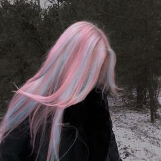 Pastel Punk Hair, Pastel Pink And Lavender Hair, Pink Hair Blue Underneath, Hair Colour Ideas Bright, Dyed Blonde Hair Ideas, White Hair Pink Highlights, Blue Hair Pink Tips, Pink Hair With Blue Highlights, Pastel Purple Hair Highlights