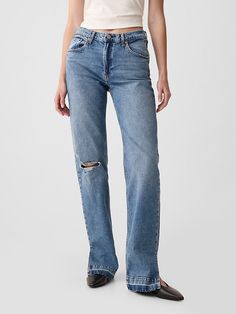 Mid Rise '90s Loose Jeans Fall Denim Bottoms By Gap, Gap High Waist Relaxed Fit Jeans, Gap Casual Jeans For Fall, Gap Wide Leg Medium Wash Bottoms, Gap Light Wash Relaxed Fit Jeans, Gap Relaxed Fit Wide Leg Jeans, Gap Relaxed Fit Light Wash Jeans, Gap Wide Leg Bottoms In Medium Wash, Gap Wide Leg Denim Jeans