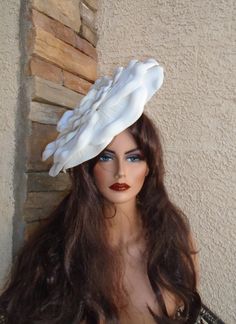 This is a very large Foam floral that sits on a satin ivory headband. The floral is 17 inches wide and weighs 4oz so light you don't feel like your wearing a hat. ships immediately see the shop for 200 more trending on point hats White Hat With Structured Crown For Spring, White Structured Crown Hat For Spring, Cream Headpiece For Spring Garden Party, White Headpiece For Church Events In Spring, White Spring Headpiece For Church, White Headpiece For Church In Spring, Spring Church Headpiece In White, White Summer Headpieces For Garden Party, Cream Headband For Kentucky Derby