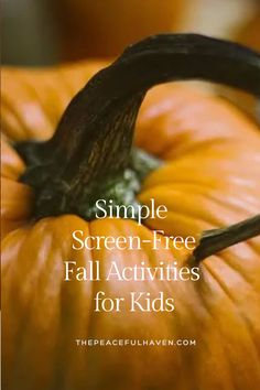 an orange pumpkin with the words simple screen - free fall activities for kids on it