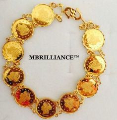 "Majestic Queen coins bracelet 916 Yellow Gold by Mbrilliance Purity : 916 GOLD purity / 22k gold Weight : 7 - 7.5grams Appx Length: 6.9 - 7.1\" inches Appx Size : pls see pic with ruler Colour : YELLOW GOLD Hallmark : Hallmarked 916 Hook : s hook Colour: yellow gold Design : majestic queen coins design bracelet. Authentic 916 gold by MBRILLIANCE FAQs Q: Is it real gold? A: yes it's real authentic genuine 916 gold Q: can pawn? A: yes it's pawnable Q: comes with box? A: Yes comes with beautiful M Coin Design, Gold Link Bracelet, Coin Bracelet, Design Bracelet, Leaf Bracelet, S Hook, Loop Earrings, Natural Gold, Chain Anklet