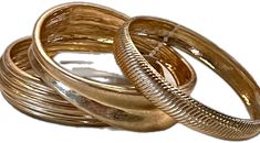 Textured Cast Bangle Bracelet Set of 3 Gold