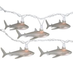 shark string lights on white wire