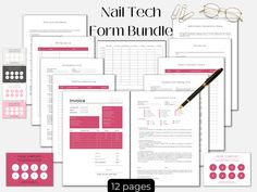 the nail tech form bundle includes two sheets, one sheet and three pages