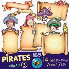 pirates clipart set with blank signs