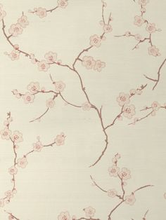 a wallpaper with pink flowers on it and white walls in the backround