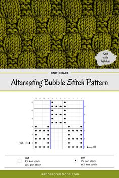 the knitting pattern for an alternating bubble stitch pattern