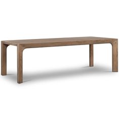 a wooden table with two legs and a long, narrow top on an isolated white background