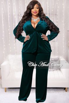 Polyester% 95Spandex% 5Suit Jacket is true to size & has little stretch - Pants have stretch Model is wearing 2x 14/16 Plus Size Pants Outfits Dressy, Plus Size Pant Suits, Interview Suits, Formal Pant Suits, Plus Size Velvet, Semi Formal Outfit, Plus Size Baddie Outfits, Pant Suits For Women, Plus Size Black Dresses