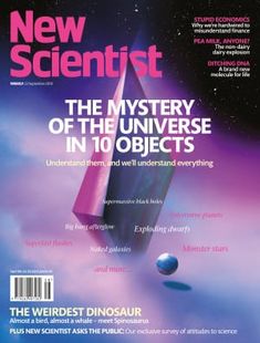 the cover of new scientist magazine with an image of a rocket and planets in the background