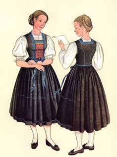 FolkCostume&Embroidery: Costumes of Tyrol German Culture Aesthetic, German Dresses, Kingdom Inspiration, Nordic Folklore, German Clothing, German Culture, German Outfit