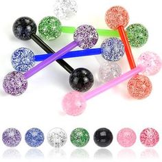 several colors of crystal ball and plastic barbells