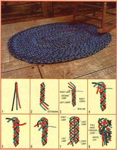 instructions for how to tie a rug on the floor with stringing and yarns