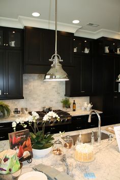 the kitchen is clean and ready for us to use it's granite counter tops