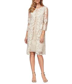 Women's Wedding Guest Dresses | Dillard's Groom Dresses, Alex Evenings, Lace Jacket, Tea Length Dresses, Cocktail Party Dress, Groom Dress, Sleeve Jacket, Tea Length, Mother Of The Bride Dresses