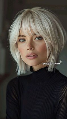 Blonde Hair At Home, Platinum Blonde Hair, Short Hair Haircuts, Short Hair With Bangs