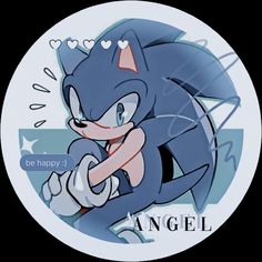 a sticker with an image of a sonic the hedgehog on it's side