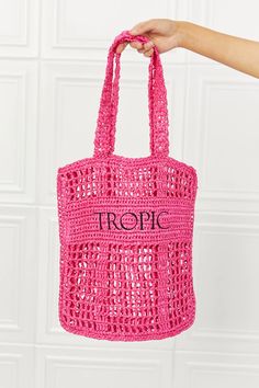 This gorgeous fuchsia straw tote bag is a summer must have! The eye-catching fuchsia color is sure to turn heads, while the bold black lettering adds a touch of sophistication. Whether you're hitting the beach or running errands around town, this trendy tote bag is the perfect accessory to elevate your look! Blue Zones, Straw Tote Bag, Trendy Tote Bags, Printed Handbags, Straw Tote, Trendy Tote, Fuchsia Color, Affordable Jewelry, Bold Black