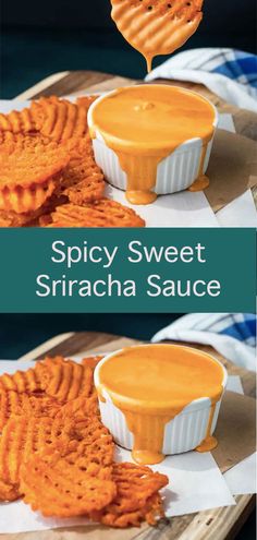 two images showing how to make spicy sweet sriraca sauce