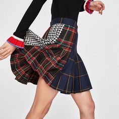 Buy Deconstructed High Waist Multi Plaid Skirt by White Market Plaid Mini Skirts, Harajuku Skirt, Check Mini Skirt, Rock Outfit, Skirts Women, England Style, England Fashion, Skirt Vintage, Plaid Mini Skirt