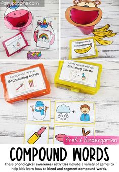 compound words worksheets for beginning and ending sounds with pictures to help students learn how to use them