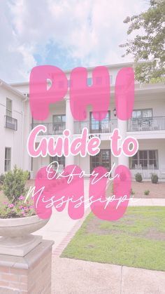 the words pro guide to buying real estate in front of a white building with pink lettering