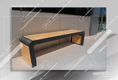 the bench is made out of wood and metal