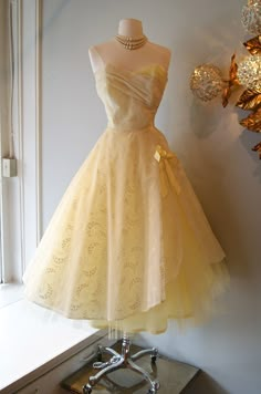 Yellow Party Dresses, 1950s Prom Dress, Vintage Prom Dress, Vintage Clothing Store, Yellow Party, Vintage Clothing Boutique, Vintage Wedding Dresses, Prom Dresses Yellow