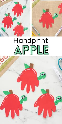 handprint apple craft for kids to make