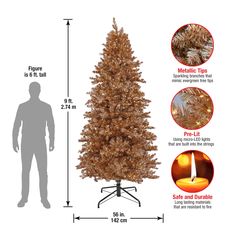 a christmas tree is shown with measurements for the size and shape, including an image of a