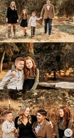 an image of family photos taken in the woods