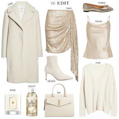 THE EDIT // JONATHAN SIMKHAI SEQUIN MINISKIRT White Fuzzy Skirt Outfit, Elegant White Sequined Skirt, Sparkly Skirt And Sweater, Chic White Winter Skirt, Winter Mini Skirt With Sequins, Wearing Shades, Casual Chic Outfits, Luxury Winter