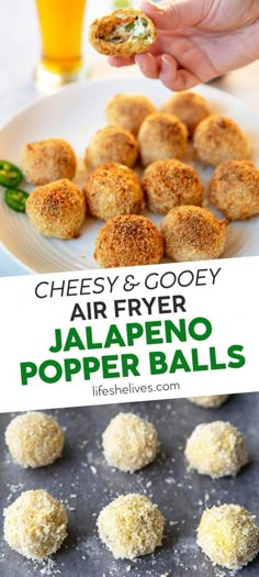 cheesey and gooey air fryer jalapeno popper balls on a plate