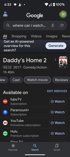 an iphone screen with the message daddy's home 2 on it and other messages