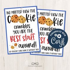 two printable cards with cookies on them