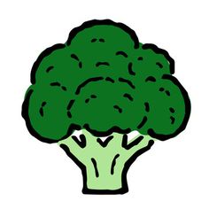 a drawing of a broccoli on a white background