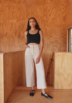 This sale item is final sale. Our favorite foundational trousers are back in a new 100% cotton twill. Designed with a flattering high rise that is fitted through the hips and opens to a comfortable wide leg hem. The new easy, everyday, go with anything trouser. Cut from a new OEKO Tex Certified 100% cotton twill. Garment dyed to reduce shrink and add some softness with a slightly washed finish. Machine wash cold, line dry.Made in India by our Fair Trade Certified partners. We list actual garment Jean Pocket Detail, Jean Pockets, Wide Trousers, Denim Gift, Top Sales, Small Waist, Jacket Sale, Sweater Coats, Sweater Jacket