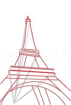 a drawing of the eiffel tower in red