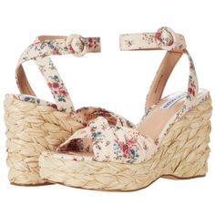 Condition: New Without Box Brand: Steve Madden Department: Women Color: Pink Type: Sandal Style: Ankle Strap Us Shoe Size: 7.5 Model: Poloma Mpn: Polo01s1 Upper Material: Fabric Pattern: Floral Theme: Flower Closure: Buckle Shoe Width: M Heel Style: Wedge Heel Height: Mid (2-2.9 In) Features: Comfort Ankle Strap Occasion: Workwear Season: All Season Purchased As A Display From Nordstrom. Shoes Are Brand New Never Worn, But They May Have Slight Markings From In Store Try On. Does Not Ship With Ta Chic Fabric Wedge Sandals For Spring, Fabric Ankle Strap Sandals For Summer, Summer Fabric Ankle Strap Sandals, Fabric Platform Sandals With Ankle Strap, Summer Fabric Sandals With Wrapped Heel, Summer Fabric Heels With Heel Strap, High Heel Fabric Wedge Sandals For Spring, Spring High Heel Fabric Wedge Sandals, Fabric Wedge Heel Sandals For Spring