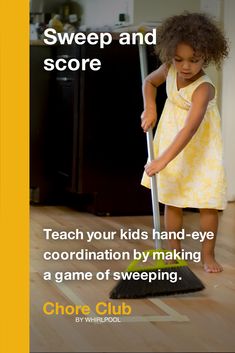 Help your child build their hand-eye coordination and dexterity by making a game out of sweeping. Make a square on the floor using painter’s tape and have them sweep crumbs into it to score. Children can benefit in all sorts of ways when they help out around the house. That’s why Whirlpool is creating indoor activities for kids built around chores, and made to complement children’s new homeschool schedule. Chore Club is here with everything from ideas for home cleaning tips, to easy kid lunches. Green Crafts For Kids, Disabilities Activities, Sweeping The Floor, Lunches For Kids, Summer Camp Activities, Sweep The Floor