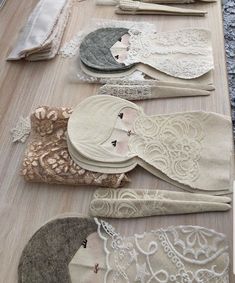 there are many different pieces of lace on the table