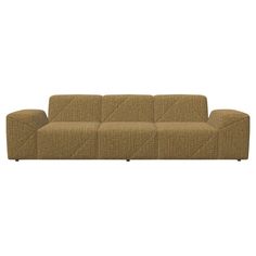 a brown couch sitting on top of a white floor