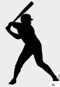 the silhouette of a baseball player holding a bat