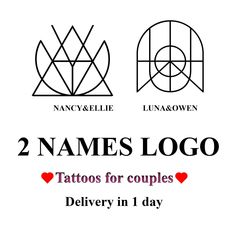 two names logo tattoos for couples delivery in 1 day with free shipping from the uk