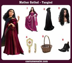 an image of mother goth - tangled costume for dolls and barbie doll outfits on display