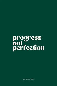 a green cover with the words progress not perfection