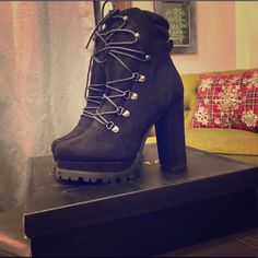 Brand New From Dollskill Liliana Dark Chicago Winds Boots In Black Women’s Size 8. These Are Perfect For Winter With Great Tread On The Bottom! Super Trendy And Just What Your Closet Needs For This Holiday Season! Suede Lace-up Platform Boots For Parties, Black Lace-up Heels With Lug Sole, Suede Platform Lace-up Boots, Suede High Heel Platform Lace-up Boots, Suede Lace-up Platform Heeled Boots, Black Suede Lace-up Platform Boots, Casual Platform Heeled Boots For Night Out, Casual Lace-up Boots For Party, Medium Width, Platform Lace-up Boots With Round Toe For Night Out